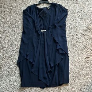 Jessica Howard Navy Dress w/ Rhinestone center